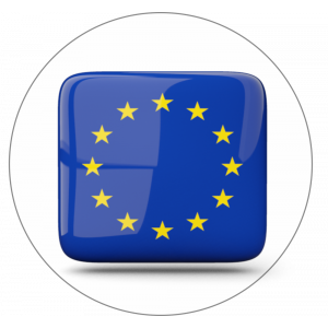 Adhésif drapeaux - Europe - carré bleu/jaune fond blanc
