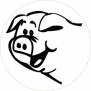Adhésif tête animal - Porc - noir fond blanc