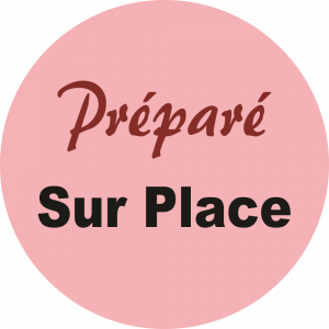 Adhésif Information Clientèle - Préparé Sur Place fond rose