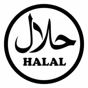 Adhésif Halal - HALAL noir fond blanc