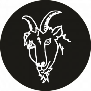 Adhésif tête animal - Chèvre - blanc fond noir