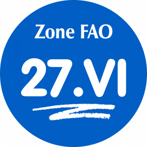 Adhésif Zone de pêche FAO - 27.VI / blanc sur bleu